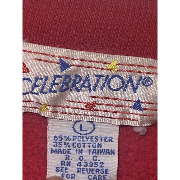 VINTAGE Celebration Sweatshirt L Large Red Crew Pullover Graphic Print Alligator - Picture 5 of 7